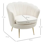 HOMCOM Тапициран фотьойл с форма на черупка - Image 7