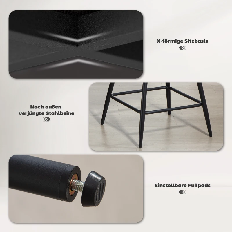 1CRda719ade31c9ed.jpg Комплект от 2 бар стола HOMCOM с кадифена тапицерия - Image 5