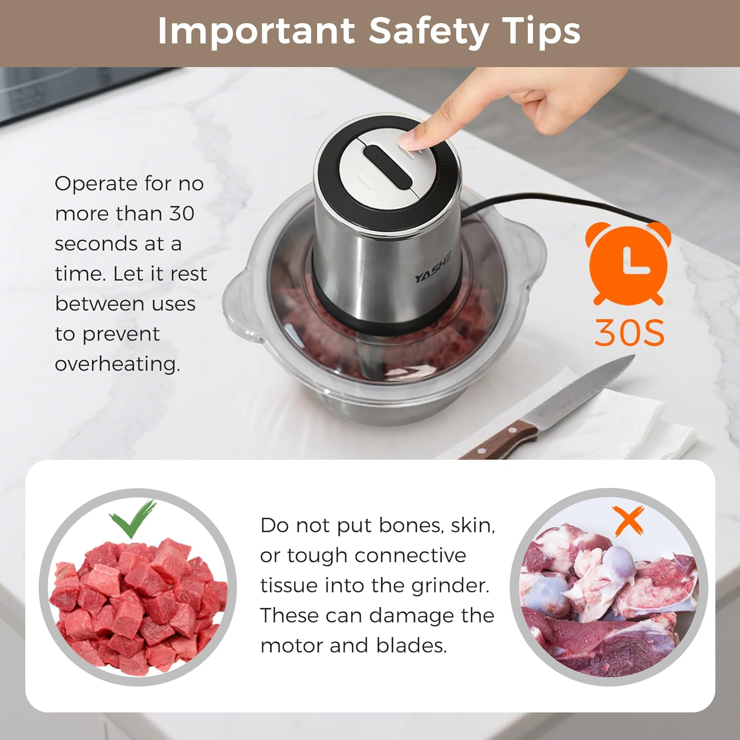 71fTwjUt81L._AC_SL1500_ YASHE Мини кухненски робот 500W, електрически - Image 3