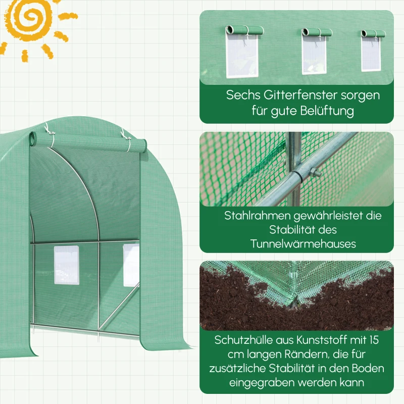 7rW482196666b5b2f.jpg Оранжерия Outsunny 445x190x200см, Политунелна - Image 3