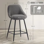 Комплект от 2 бар стола HOMCOM с кадифена тапицерия - Image 6