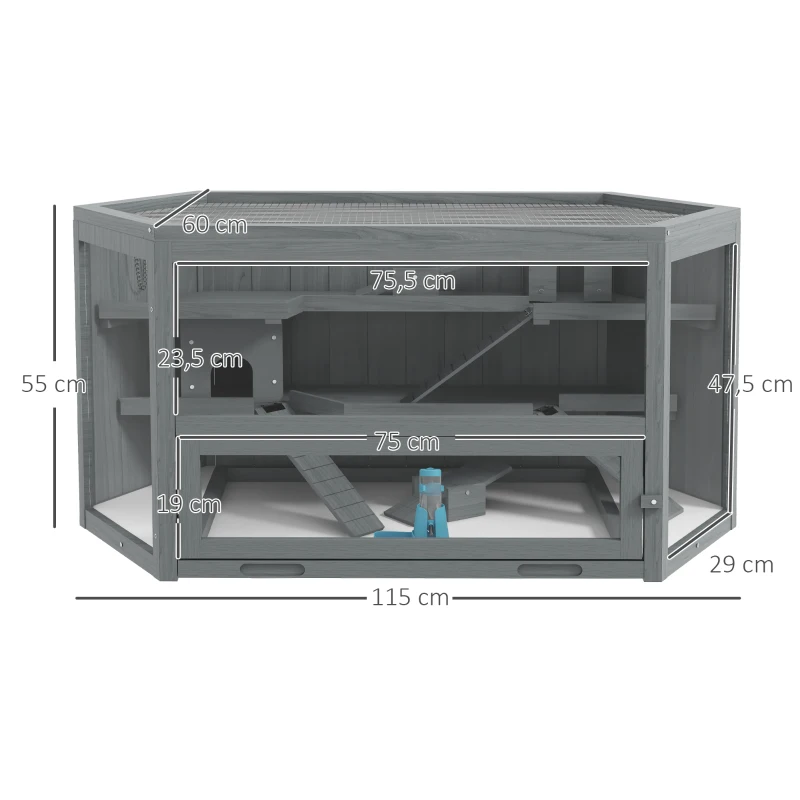 Kg6eeb194946fd451.jpg Клетка за хамстери PawHut, 3 нива, подвижна тава - Image 6