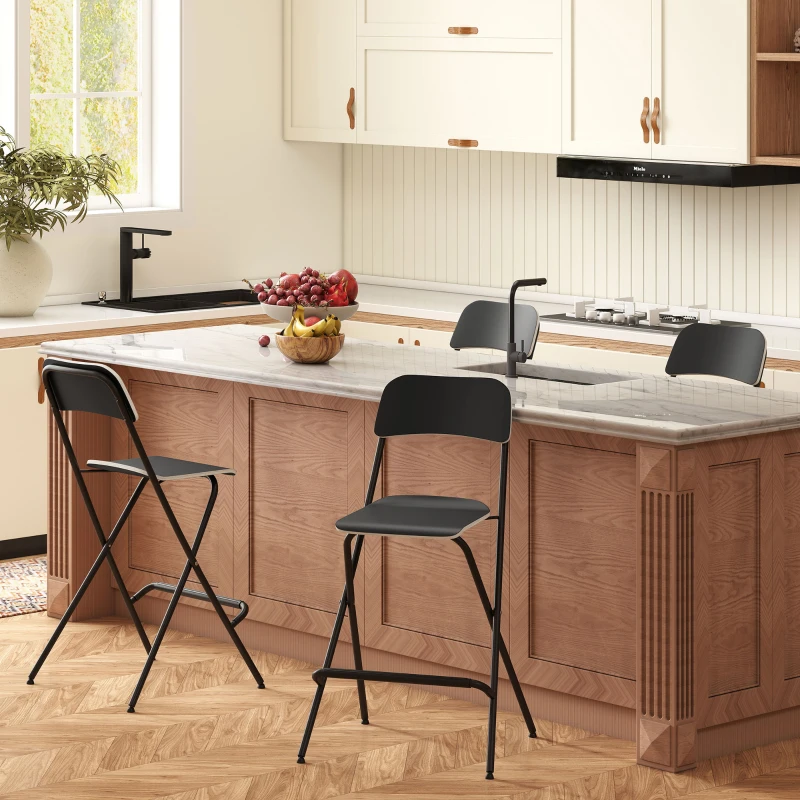 NXy88b197a1ee9845.jpg Комплект от 2 бар стола HOMCOM, със стоманена рамка - Image 7