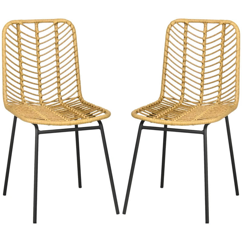 qUj4fc19493a2e509.jpg Комплект от 2 стола за хранене в бохо стил, PE ратан - Image 9