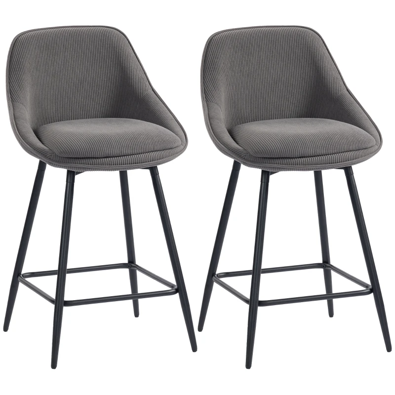 uOx64619ade31c9ee.jpg Комплект от 2 бар стола HOMCOM с кадифена тапицерия - Image 11